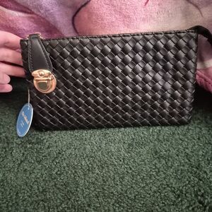 Small Black Woven Crossbody Purse